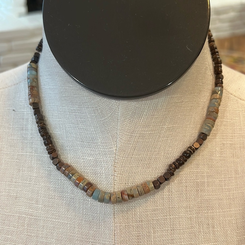 Aqua Terra gemstone beaded choker necklace-The Jewelry Junkie